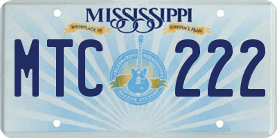MS license plate MTC222