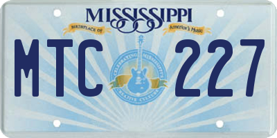 MS license plate MTC227