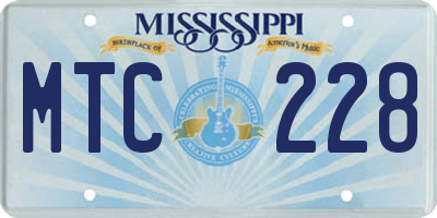 MS license plate MTC228