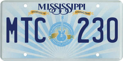 MS license plate MTC230