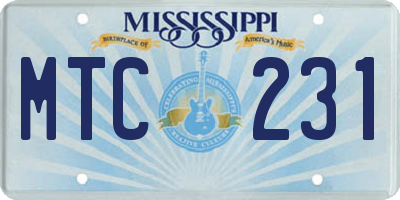 MS license plate MTC231