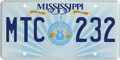 MS license plate MTC232