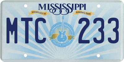 MS license plate MTC233