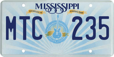 MS license plate MTC235