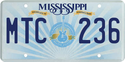 MS license plate MTC236