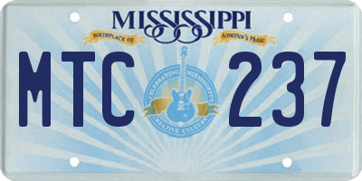 MS license plate MTC237