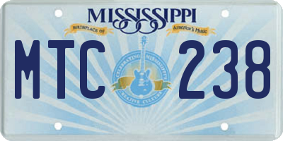 MS license plate MTC238