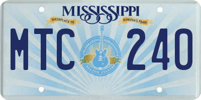 MS license plate MTC240
