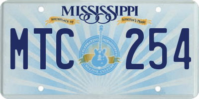 MS license plate MTC254