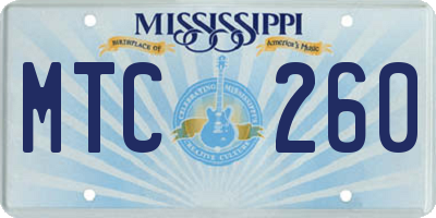 MS license plate MTC260