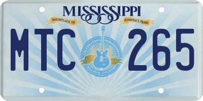 MS license plate MTC265