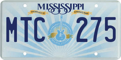 MS license plate MTC275