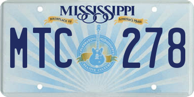 MS license plate MTC278