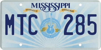 MS license plate MTC285