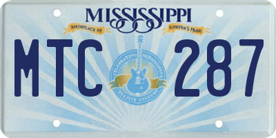 MS license plate MTC287