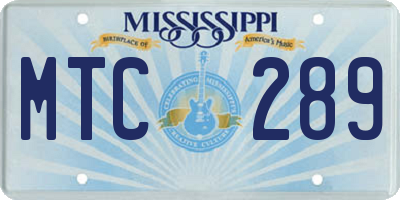 MS license plate MTC289