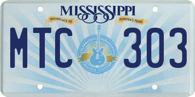 MS license plate MTC303