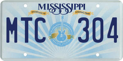 MS license plate MTC304