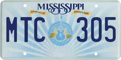 MS license plate MTC305