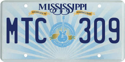 MS license plate MTC309