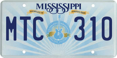 MS license plate MTC310