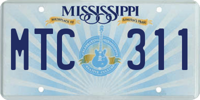 MS license plate MTC311