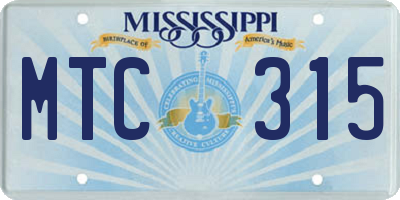 MS license plate MTC315