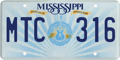MS license plate MTC316