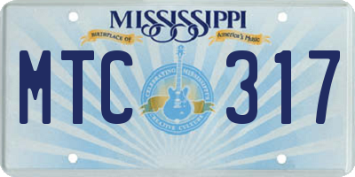 MS license plate MTC317