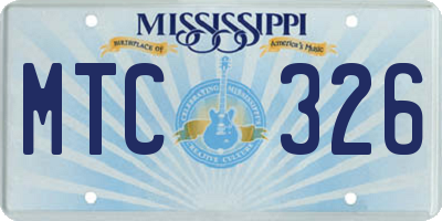 MS license plate MTC326