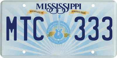 MS license plate MTC333