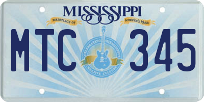 MS license plate MTC345