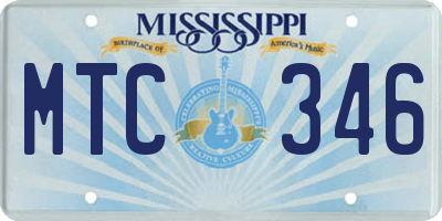MS license plate MTC346