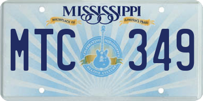 MS license plate MTC349