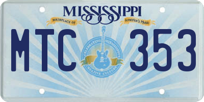 MS license plate MTC353