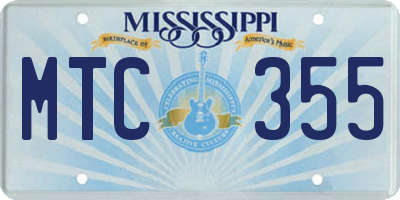 MS license plate MTC355
