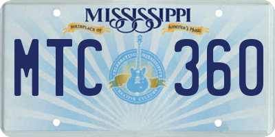 MS license plate MTC360