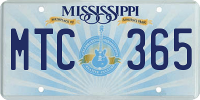 MS license plate MTC365