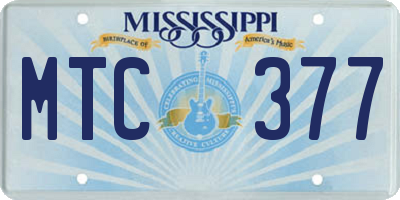 MS license plate MTC377