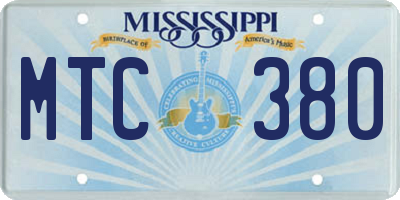 MS license plate MTC380