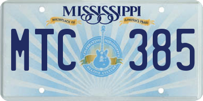 MS license plate MTC385