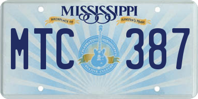MS license plate MTC387