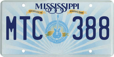 MS license plate MTC388