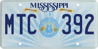 MS license plate MTC392