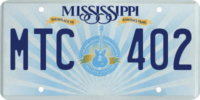 MS license plate MTC402