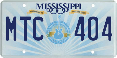 MS license plate MTC404