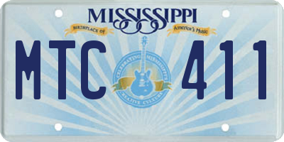 MS license plate MTC411