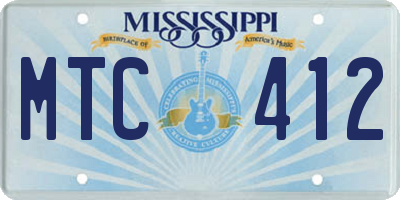 MS license plate MTC412