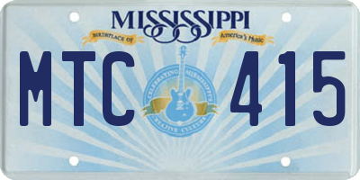 MS license plate MTC415