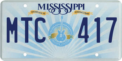 MS license plate MTC417